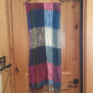 Blue/Raspberry Squares Scarf
